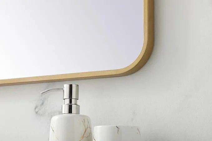 ARS Concepts Aura, Soft Corner Metal Rectangular Mirror 27X36 Inch in, Modern, Brass - ModernBath