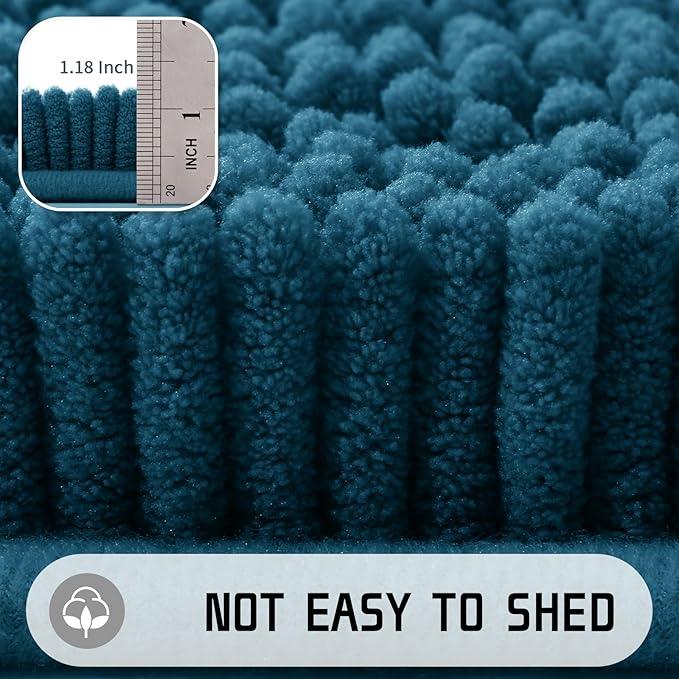Yimobra Long Bathroom Rugs 44"x24", Extra Soft Non Slip Bath Mat for Tub, Super Absorbent Quick Dry Shaggy Rug Floor Carpet, Machine Washable,Peacock Blue - ModernBath