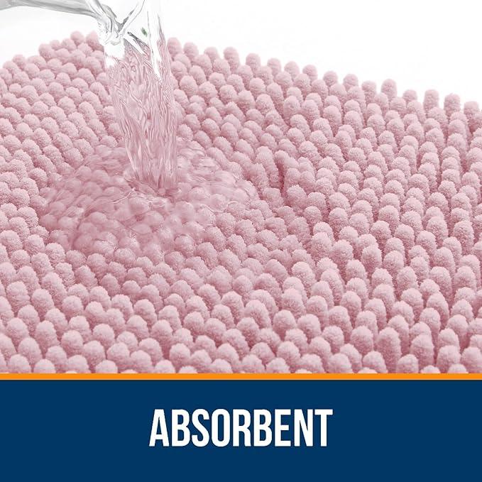 OLANLY Bathroom Rugs 36x24, Extra Soft Absorbent Chenille Bath Rugs, Rubber Backing Quick Dry, Machine Washable Bath Mats for Bathroom Floor, Tub and Shower, Home Decor Accessories, Dusty Rose - ModernBath