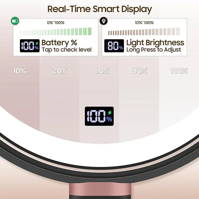 GOMIPURU Makeup Magnifying Mirror with Light 30X/1X, Digital Display, 2-Sided Touch Control, Makeup Mirror with 3 Color Lights,360° Rotate, Height Adjustable Lighted Magnifying Mirrors for Desk Travel - ModernBath