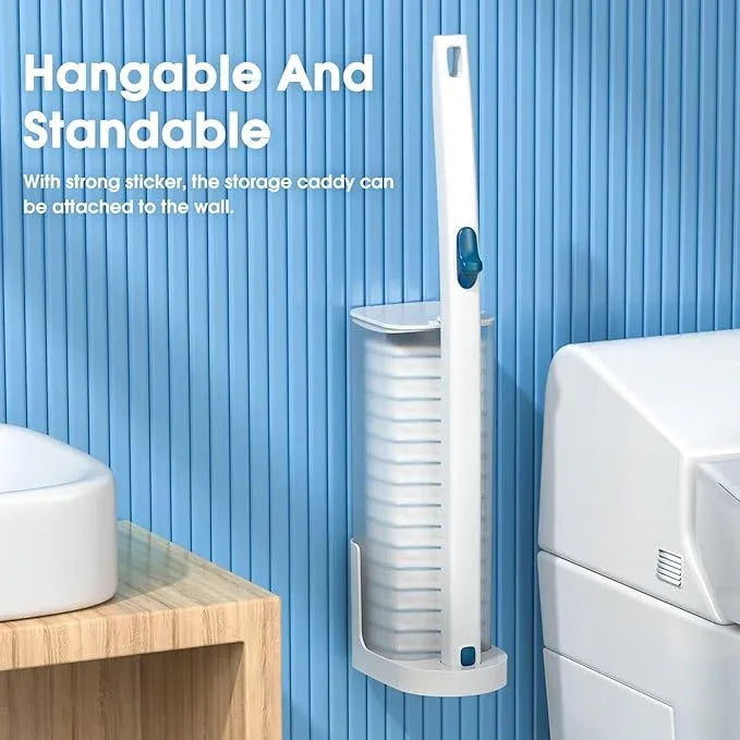 Disposable Toilet Brush with 48 PCS Refills, Disposables Toilets Cleaning System with Handle, Storage Caddy and 48Toilet Bowl Refill Heads for Bathroom Cleaning - ModernBath