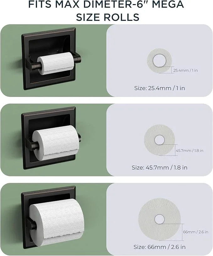 FORIOUS Recessed Toilet Paper Holder, Stainless Steel Durable Tissue Roll Holder Wall Mount for Bathroom Space Saving Design with Mounting Bracket, in Wall Toilet Paper Dispenser, Oil Rubbed Bronze - ModernBath