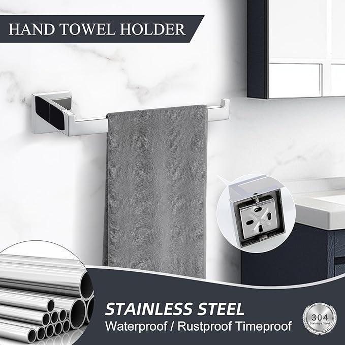 TURS Bathroom Accessories 4-Pieces Bathroom Hardware Set Polished Chrome Towel Bar Set Stainless Steel Towel Holder Set - ModernBath