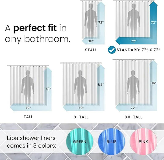 LiBa Bathroom Shower Curtain Premium PEVA Non-Toxic, Green Clear Waterproof Plastic Shower Curtain Liner with Rust Proof Grommets 8G Bathroom Accessories 72x72 - ModernBath