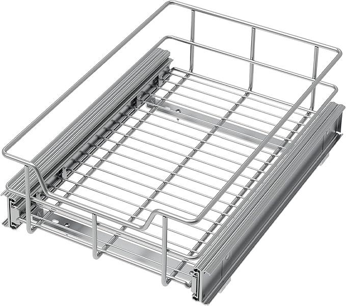Pull Out Cabinet Organizer 9" W X 17" D, Slide Out Drawers For Kitchen Organizers and Storage, Pull Out Drawers For Cabinets Capacity Heavy Duty Caddy, Cabinet Shelves Chrome-Plated, Bathroom Pantry - ModernBath