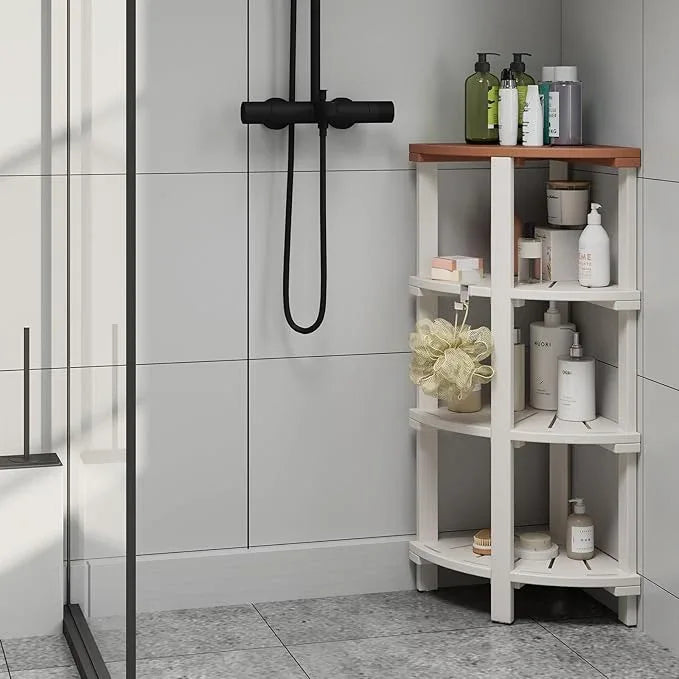 Shower Bench, Corner Shower Stool for Inside Shower and Shaving Legs, Waterproof HDPE Shower Chair Seat with Storage Shelf for Bathroom Non-Slip - ModernBath