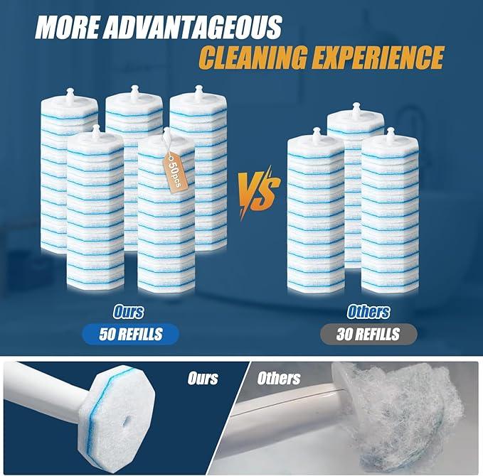 100PC Toilet Bowl Wand Refills, Replacement Heads for Bathroom Washroom Cleaning Pads, Disposable Toilet Brush Refills Compatible with Household Brushes Scrubbers Cleaning Refill Pads Local Stock - ModernBath