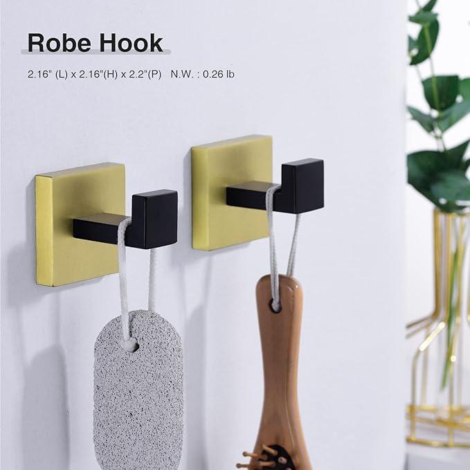 TRUSTMI Contemporary 5-Pieces Bathroom Hardware Set Stainless Steel Towel Bar Accessories Wall Mounted, Matte Black and Brushed Gold - ModernBath