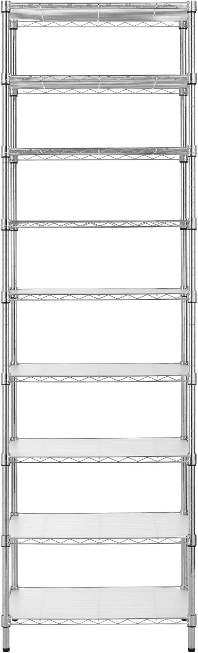 Finnhomy 9-Tier Wire Shelving Unit Adjustable Steel Wire Rack Shelving, 81 Inches Height 9 Shelves Metal Storage Rack, Pantry Shelves for Storage with PE mat, NSF Certified, Chrome - ModernBath