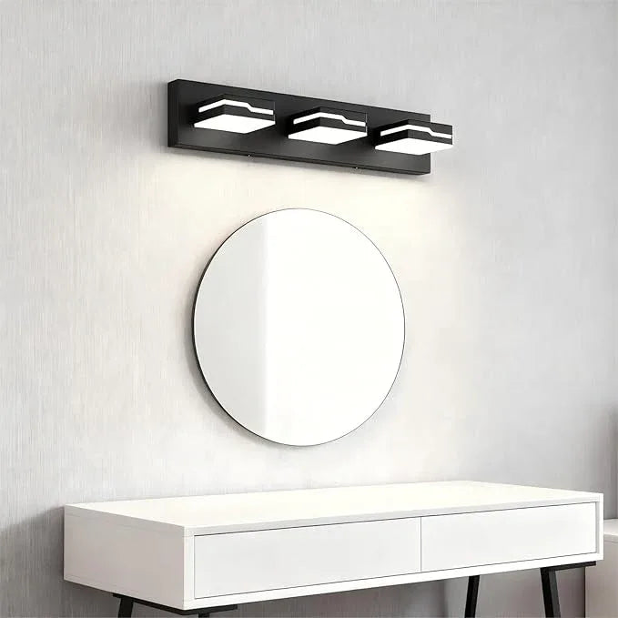 Merexcint LED Modern Bathroom Vanity Light Fixtures 3-Light, 19 inch Dimmable Matte Black Vanity Lights for Bathroom Lighting Fixtures Over Mirror, with 350°Rotatable Acrylic Heads(White Light 5500K) - ModernBath