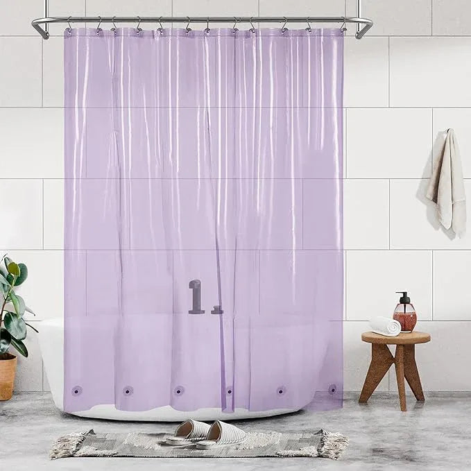 Barossa Design Clear Lavender Shower Curtain Liner - PEVA Heavy Duty Shower Liner with 6 Magnets and Metal Grommets, 72" x 72" Waterproof Curtains for Bathroom - Clear Lavender - ModernBath