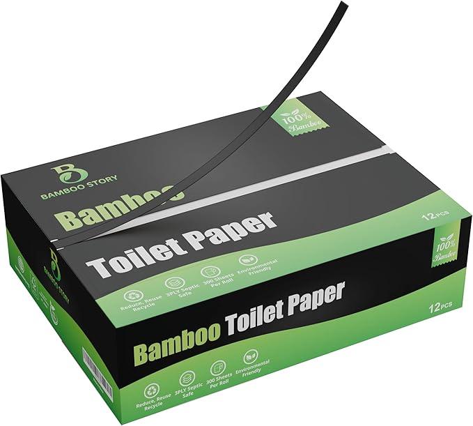 Bamboo Story Eco Toilet Paper, 12 Rolls, 3-Ply, 300 Sheets, 100% Unbleached Bamboo, Chemical-Free, PFAS-Free, Vegan, Plastic-Free, Plant-Based Tissue, FSC Certified, Gentle, Strong & Sustainable (12) - ModernBath