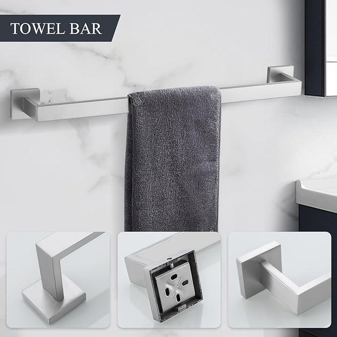 TURS Bathroom Hardware Set Brushed Towel Bar Set Stainless Steel Bathroom Accessories Towel Holder Sets Wall Mounted - ModernBath