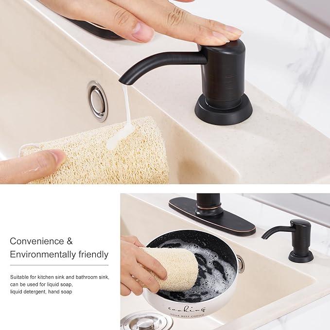 GAGALIFE Built in Counter Soap Dispenser for Kitchen Sink and Extension Tube Kit, Anti-Leakage Upgrade with 40" Tube No More Top Refill, Oil-Rubbed Bronze - ModernBath
