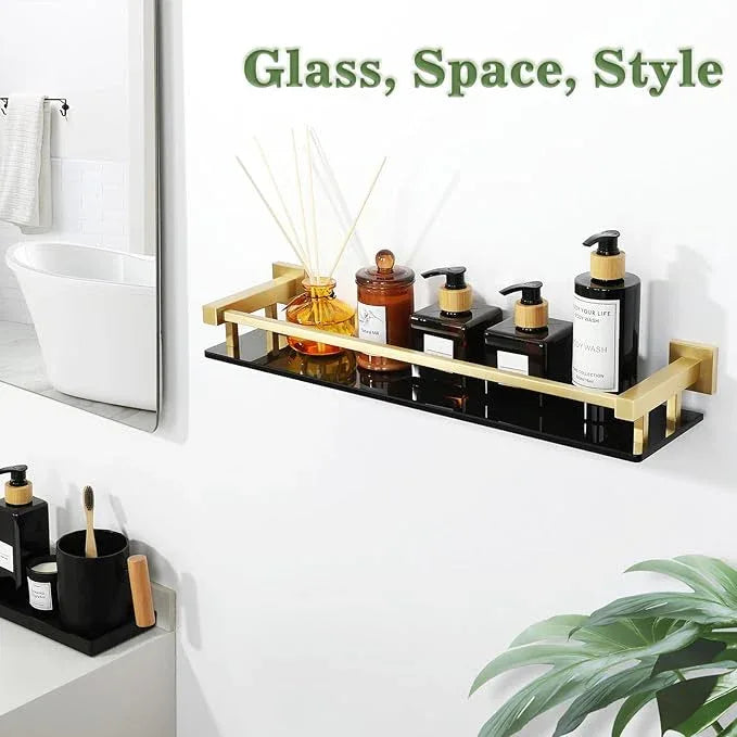 Alise Bathroom Shelves,Gold Glass Shelf for Bathroom, Modern Floating Shelves,20 inch - ModernBath