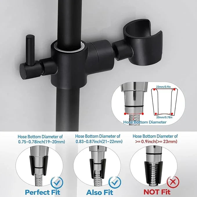 Shower Slide Bar Adjustable Handheld Shower Head Holder Wall Mount - 30inch All-Metal Shower Head Slide Bar Compatible with Bathroom Drill Free Glue Installation - Black - ModernBath