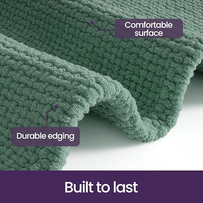 DEXI Bathroom Rugs 16x24, Non Slip Washable Bath Mat, Absorbent Chenille Bathmat, Ultra Soft Thick Carpet for Tub Shower Floor, Green - ModernBath