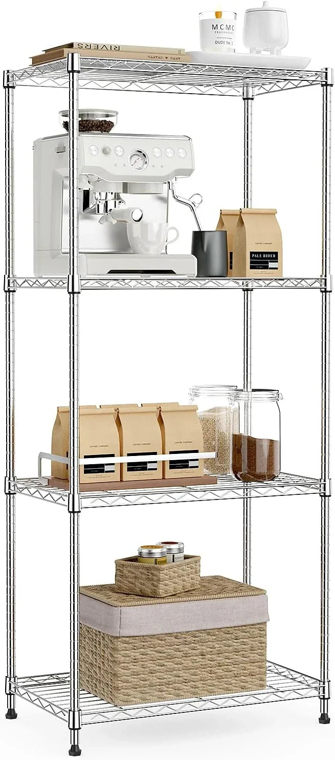 IZEUK 4-Tier Chrome Metal Storage Shelves, Adjustable Wire Shelving Unit Organizer for Kitchen, Bathroom, Home, 1000 lbs, 13.7" D x 23.6" W x 53.4" H - ModernBath