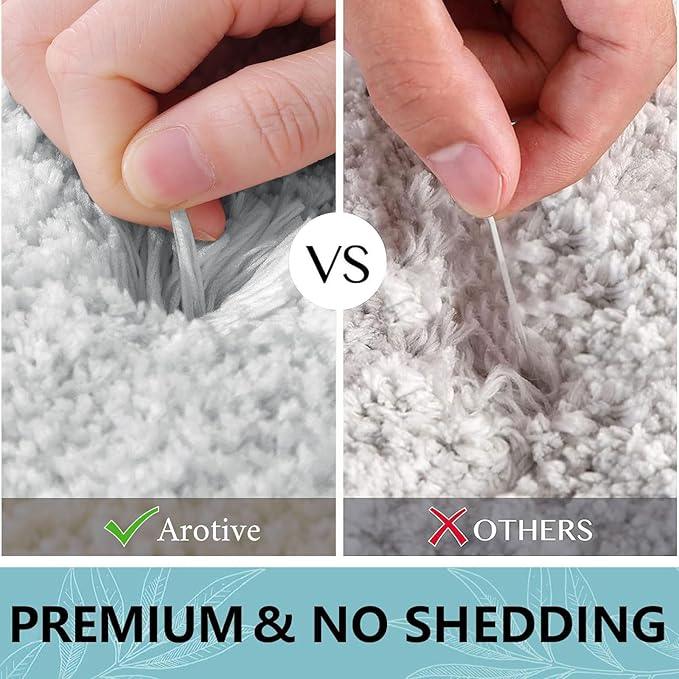 Arotive Microfiber Bathroom Rugs, Shaggy Soft and Absorbent Bath Rug, Non-Slip, Thick Plush Machine Washable Dry Bath Mats for Bathroom, Tub and Shower, 24x16, Light Grey, Rectangular - ModernBath