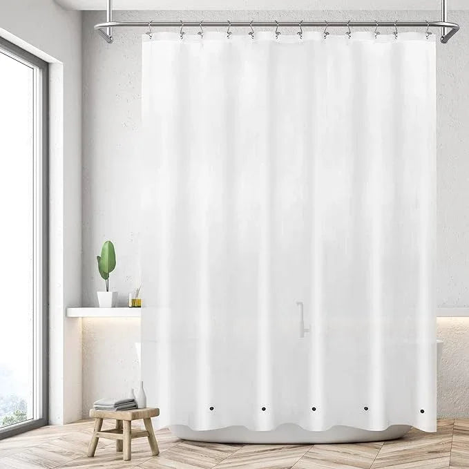 Mrs Awesome Frosted Shower Curtain Liner with 6 Magnets PEVA 8G Heavy Duty Thick Plastic Shower Curtain for Bathroom, Waterproof, 72x72, Frost - ModernBath