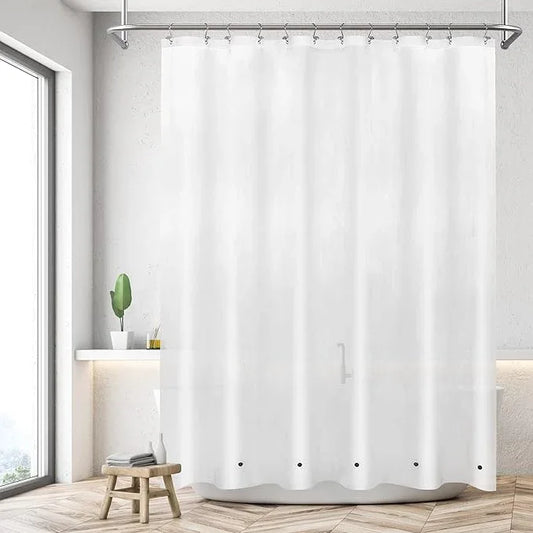 Mrs Awesome Frosted Shower Curtain Liner with 6 Magnets PEVA 8G Heavy Duty Thick Plastic Shower Curtain for Bathroom, Waterproof, 72x72, Frost - ModernBath