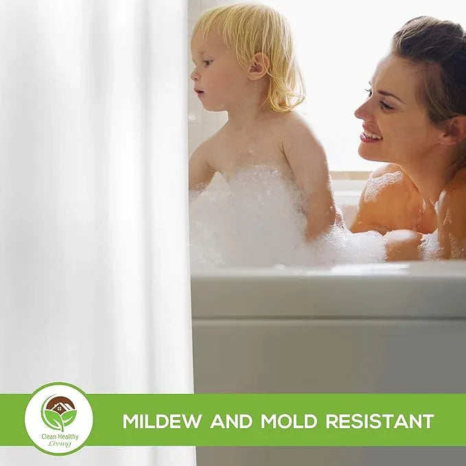 Clean Healthy Living Premium PEVA White Shower Curtain Liner with Magnets & Suction Cups - 70 X 71 in. Long - ModernBath