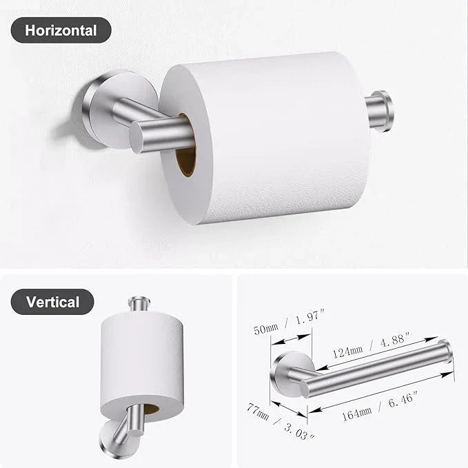 Lairuier Bathroom Hardware Set, 4-pieceTowel Holder Set Include Toilet Paper Holder,Towel Ring and 2 Towel Hooks Stainless Steel Wall Mounted Bathroom Hardware Accessories Set (Brushed Finish) - ModernBath