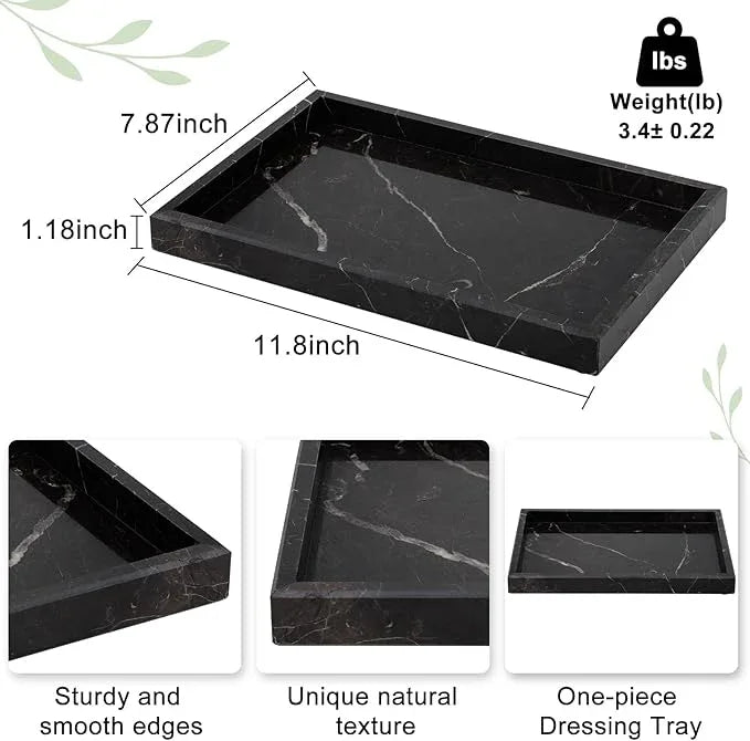 MULWR Brown Marble Tray,Pure Natural Vanity Tray,Marble Tray for Kitchen Counter Non-Ceramic/Non-Resin,Stone Trays 12 x 8 inch - ModernBath