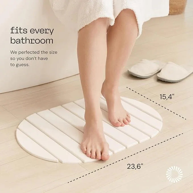 Foldable Stone Bath Mat Large - 24’’ x 15’’ Natural Diatomaceous Earth Bath Mat Stone Absorbing - Fast Drying Stone Mat Bathroom - Large Bath Stone Mat for Bathroom Floor - Milk Color - ModernBath