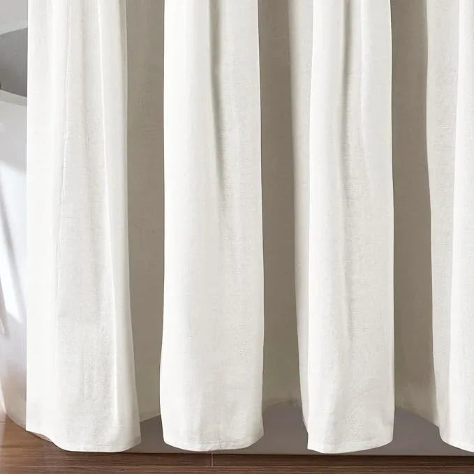 Lush Decor Linen Button Shower Curtain, 72" W x 72" L, Navy & Off White - Navy Blue Shower Curtain Fabric - Bathroom Curtain - Farmhouse Bathroom Decor - ModernBath