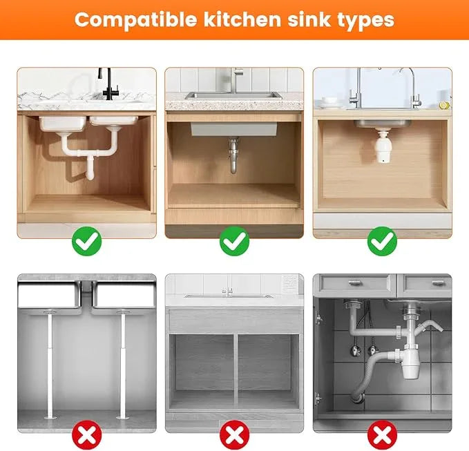 Expandable Under Sink Organizers and Storage,Width Adjustable (14.9-23.6IN),No Drill 2-Tier Pull Out Under Cabinet Organizer for Kitchen Bathroom Laundry White - ModernBath