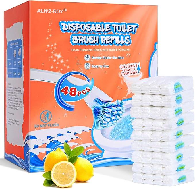 ALWZ-RDY Toilet Cleaner Refill Pads 48ct Disposable Scrubber Refill Fresh Bowl Pads for Bathroom, Lemon Scent - ModernBath