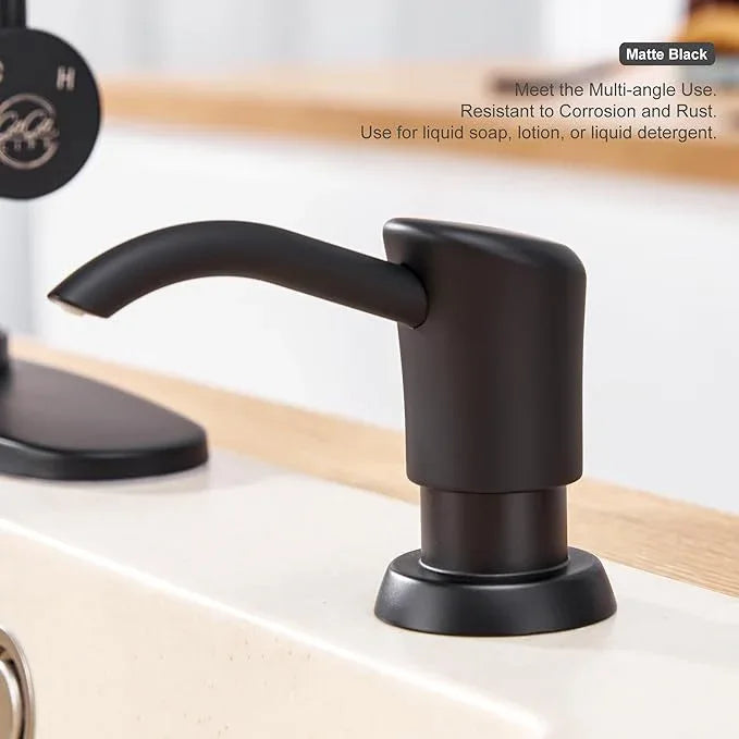 GAGALIFE Built in Counter Soap Dispenser for Kitchen Sink and Extension Tube Kit, Anti-Leakage Upgrade with 40" Tube No More Top Refill (Matte Black) - ModernBath
