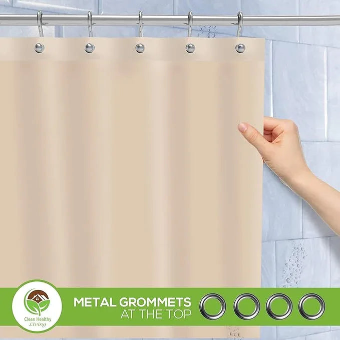 Clean Healthy Living Premium PEVA Taupe Shower Curtain Liner with Magnets & Suction Cups - 70 X 71 inches Long - ModernBath