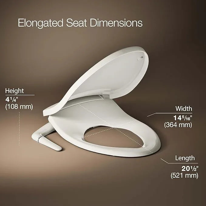 Kohler PureWash M250 Manual Elongated Bidet Toilet Seat, Biscuit, Quiet-Close Lid Prevents Slamming, Cool Water, Easy Installation with Quick-Release Hinges, Adjustable Spray Position & Pressure - ModernBath