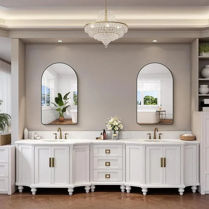 FORBATH Large Arched Wall Mirror 40x24 Inch, Black Arch Bathroom Mirror with Aluminum Frame, Arched Mirror for Dresser, Fireplace,Entryway,Home Decor,Hanging or Leaning Against Wall - ModernBath