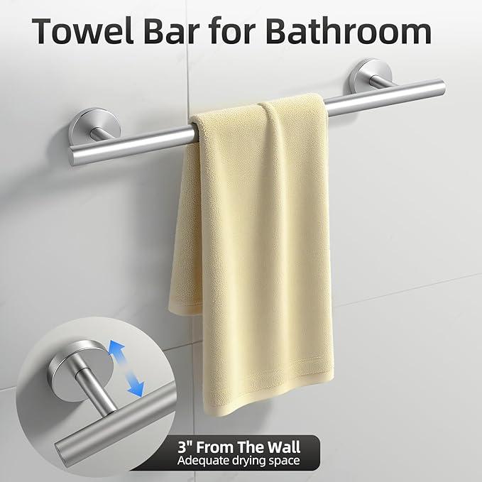 Brushed Nickel Towel Bar Set 10 Pieces, SUS304 Stainless Steel Bathroom Hardware Set, Bathroom Towel Holder Set Wall Mounted-16 Inch Towel Bar, Toilet Paper Holder, Towel Hook, Towel Ring - ModernBath
