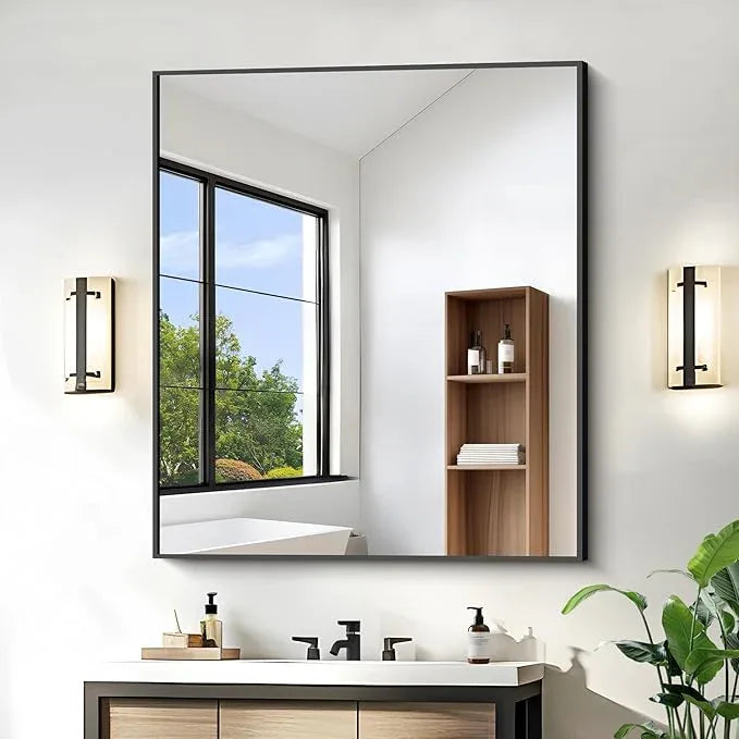 KOCUUY Bathroom Mirror 36"x40", Black Bathroom Mirrors for Over Sink, Shatterpoof Large Vanity Mirror, Metal Framed Black Wall Mirror for Bedroom Living Room and Entryway (Horizontal/Vertical) - ModernBath