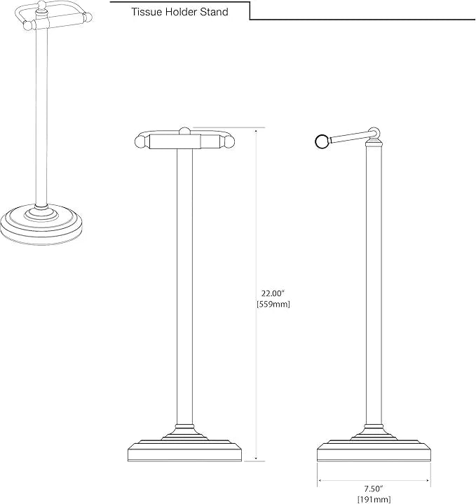 Gatco 1436MX, Freestanding Toilet Paper Holder, 22” H, Matte Black/Floor Standing Weighted Base Toilet Paper Holder Stand - ModernBath