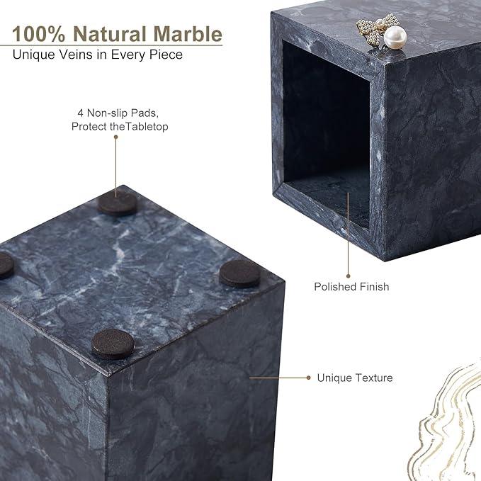 Real Natural Travertine Marble Toothbrush Holder & Pen Holder & Makeup Brush Holder & Utensil Holder, Genuine Stone Rectangular Bathroom Tumbler Cup, Durable Office & Home Countertop Organizer - ModernBath