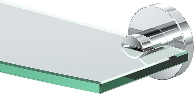 Gatco 4666 Reveal Glass Shelf, Chrome | Wall Mounted 20.13" W X 5.40" D Curved Tempered Glass Shelf | Floating Glass Shelf for Bathroom Storage - ModernBath