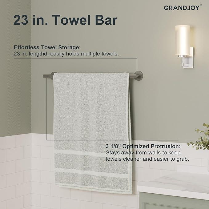 Brushed Nickel Bathroom Hardware Accessories Set, Knurled SUS304 Stainless Steel Kit, Towel Bar, Ring, Robe Hook, Paper Holder, Wall Mounted - ModernBath