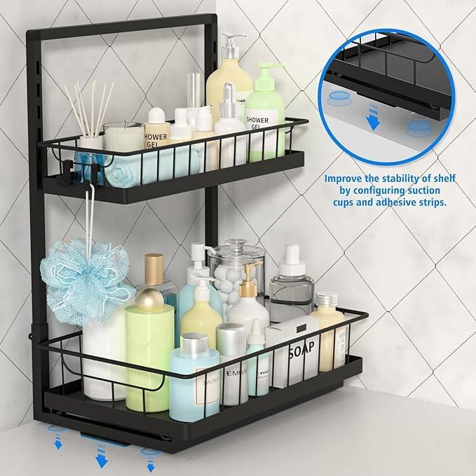 WOWBOX Under Sink Organizer 2 Pack, 2-Tier Cabinet Organizer for Kitchen, Bathroom, Slide Out Drawer Under Sink Organizers and Storage, Metal Organizing Rack for Pantry, Cabinet, Closet - ModernBath