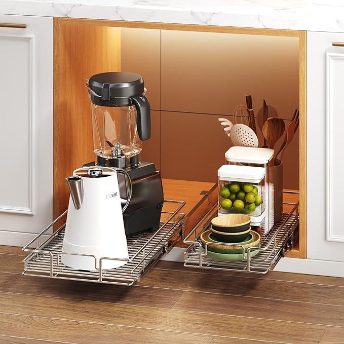 Pull Out Cabinet Organizer 16½" W x 21½" D, Heavy Duty Cabinet Pull Out Shelves, Slide Out Drawers Organization for Kitchen Cabinets Bathroom - ModernBath