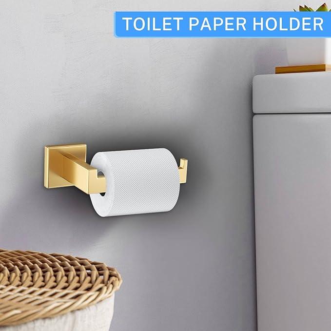 10-Piece Brushed Gold Bathroom Hardware Set Gold Towel Bar Set,Towel Holder/Rack for Bathroom,Stainless Steel Wall-Mounted 23.6 Inch Bathroom Accessories Set - ModernBath