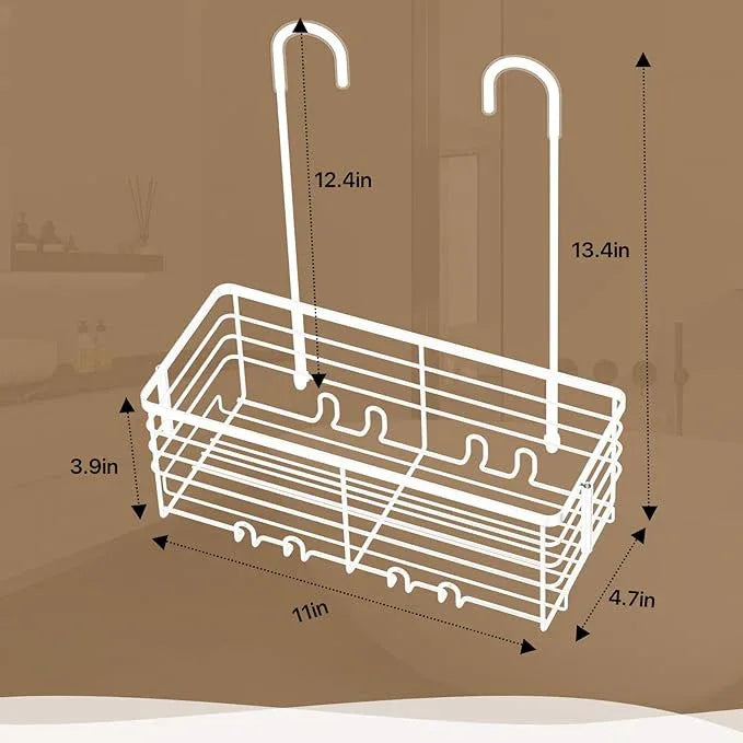DELLAN Hanging Shower Caddy, Shower Rack Hanging for Bathroom, Shower Rack with Hooks Over the Door, Bathroom Shower Caddy and Basket(White) - ModernBath