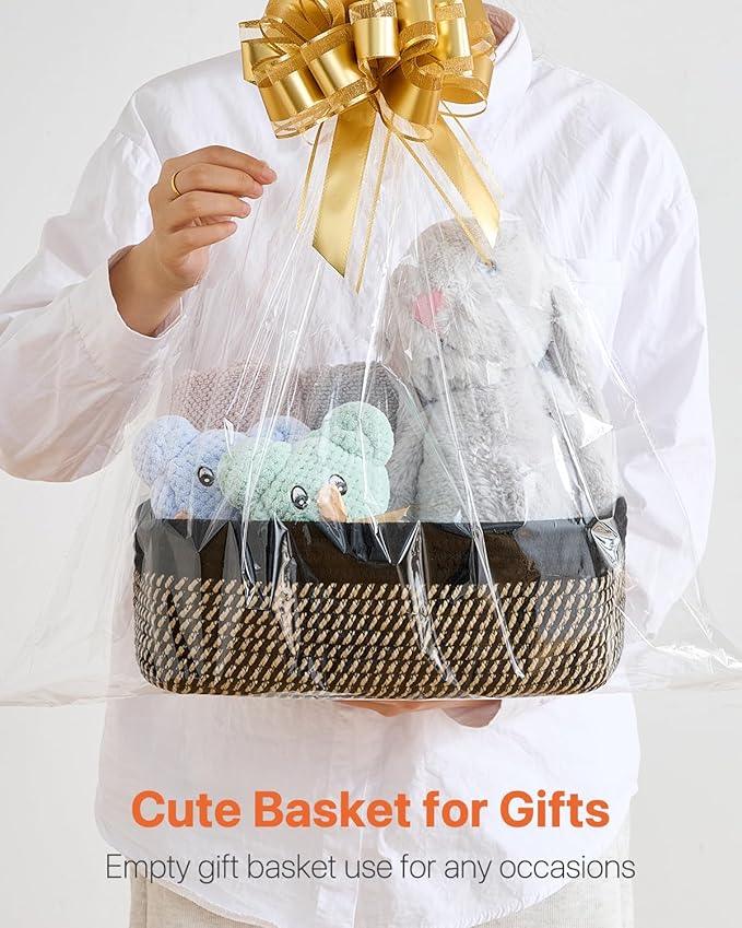 Small Woven Basket, 12 x 8 x 4.5 Inches, Storage Basket for Organizing, Cute Small Rope Shelf Closet Cube Storage Bins Baskets for Shelves, Dog Toy Gift Baskets Empty, 3 Pack Black & Brown - ModernBath