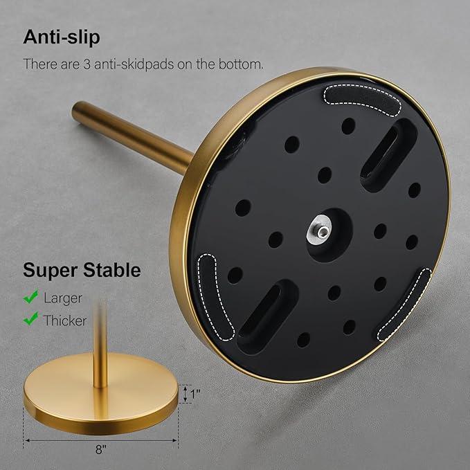 BAGNOLUX Bathroom Toilet Paper Holder Stand with Reserve, SUS304 Stainless Steel Rustproof Pedestal Tissue Roll Holder Heavy Duty (Brushed Brass) - ModernBath