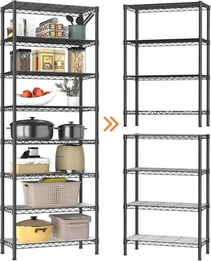 8 Tier Adjustable Storage Shelves Heavy Duty Metal Shelf Wire Shelving Unit Organizer Rack for Home Kitchen Office Pantry Room Bathroom Shelving Organizers and Storage Laundry - ModernBath