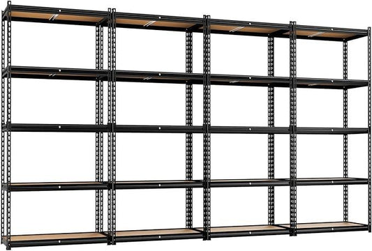 LEVELEVE 5-Tier Storage Shelving Unit, 2020 lbs Capacity, Heavy Duty Adjustable Metal Utility Shelf, 48" L x 18" W x 73" H for Garage, Kitchen, Pantry, Basement, Bathroom, Laundry, 4 Pack - ModernBath